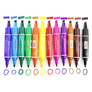 油性彩色记号笔pop海报马克笔水彩笔粗细双头大头笔套装儿童绘画