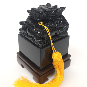 黑墨玉龙头印章免费刻字赠证书绵盒风水专用章盘龙玉玺精雕新品