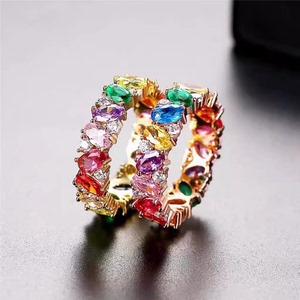 Au750黄金18K玫瑰金纯银进口莫桑钻石彩色宝石戒指五彩指环个性
