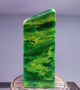 广东绿石《日落晚霞》 广绿玉印章 广绿石印章 广东孔雀绿印章石