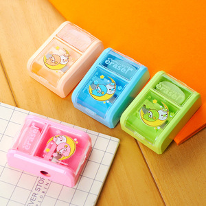 创意学生卷笔刀带橡皮擦 可爱卡通儿童削笔刀 铅笔刀学习用品批发