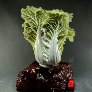 天然玉石摆件客厅玉器岫玉手工雕刻大白菜工艺品礼品镇宅百财聚来