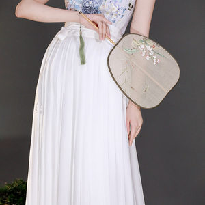 瞳莞汉服女百搭款衬裙夏季国风纯净裙云结海白色简约一片式满褶裙