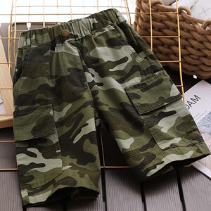g家zara9男童迷彩短裤夏季儿童薄款五分裤潮中大童休闲海军风裤子