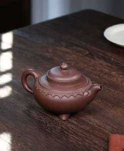 紫砂一厂特拼  老料  380ml  云肩如意 茶壶  国工徐叶  半手工
