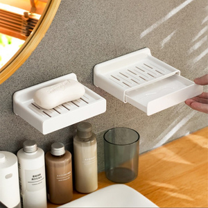 沥水香皂盒双层滤水肥皂架免打孔壁挂皂盒抽屉式卫生间浴室置物架