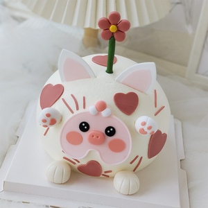 网红可爱小猪蛋糕装饰摆件卡通猪猪套装配件女孩生日软胶lulu猪