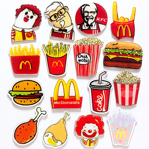 创意原宿卡通肯德基麦当劳汉堡薯条磁扣冰箱贴可爱磁铁磁贴吸铁石