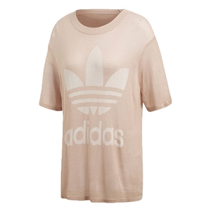 adidas三叶草专柜women垂顺针织疏松网眼杨幂短袖女t恤cy5845