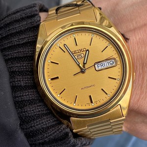 SEIKO精工盾牌5号商务男表全金钢带自动机械男士双历手表SNXL72K1