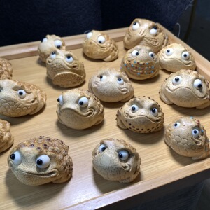 向暖老料玉竹根雕活眼金蟾蜍纯手工雕刻满钉高密文玩把件摆件名师