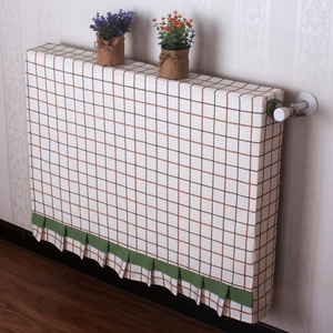 暖气片罩暖气罩全包暖气片防尘罩暖气套防熏墙咖色格子简约暖气罩