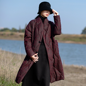 心生意【影之舞】提花绢纺香云纱中长款气场羽绒鹅绒服宽松休闲范