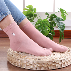 春夏薄棉大脚指头袜子女中腰人字拖二趾袜子指头分开吸汗透气中筒