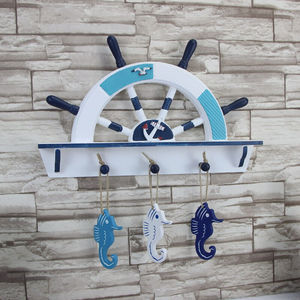 地中海风格半舵挂钩木质创意装饰小挂勾海洋风船舵家居背景墙壁饰