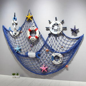 地中海风格挂件渔网组合挂饰船锚海星墙壁饰海洋风船舵墙面装饰品