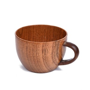日式木质咖啡杯 实木复古马克杯 餐厅木制茶杯 酸枣木