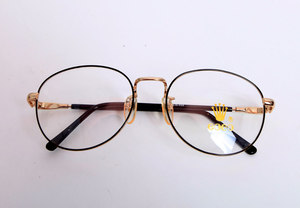 vintage古着复古银色圆形近视眼镜架黑色眼镜个性独家九十年代产