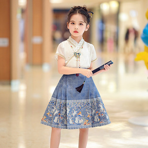 新款童装套装女童马面裙中国风夏装新款半身裙新中式唐装古风服饰