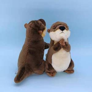 热卖仿真水獭毛绒玩具祈福抱抱公仔摆件抱枕生日礼物外贸动物儿童