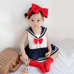 婴儿夏装女孩薄款哈衣爬服2021年新款四个月女宝宝包屁衣裙子韩版