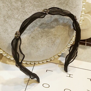 压发圈网红2021夏季年新款韩国新款简约气质百搭小香风欧根纱细边