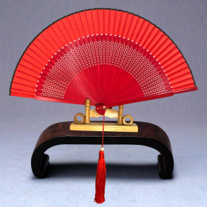 7寸红色扇子古风折扇旗袍走秀折扇古典扇婚礼喜扇定制