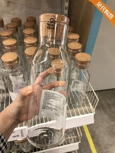坚持只卖正品国内上海宜家代购365+带盖玻璃水瓶透明玻璃软木