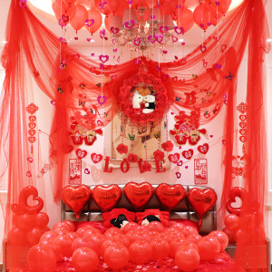 结婚庆用品婚房布置装饰卧室创意婚礼新房拉花彩带花球纱幔套餐