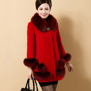 嫁女儿妈妈礼服参加结婚礼外套女厚款羊毛呢大衣冬季喜婆婆婚宴装