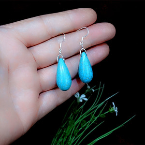 绿松石耳饰天然