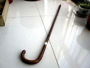 老拐杖 手杖  木制  长91厘米 镶银装饰 民国 长91厘米