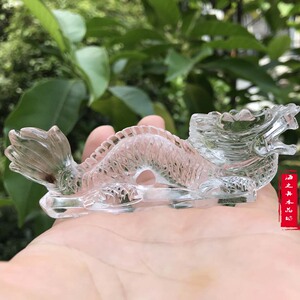 精雕纯天然白水晶生肖龙摆件 水晶龙摆件镇宅风水摆件蛟龙得雨
