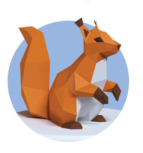 欧美创意3d纸模 森林中的长耳松鼠diy纸制动物摆件装饰手工材料包