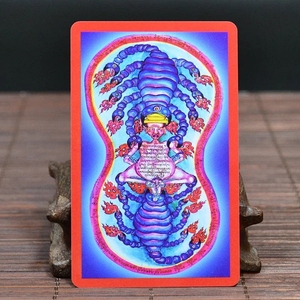 佛教用品 愤怒莲师铁蝎轮佛像佛卡 随身结缘护身符小唐卡护身卡片