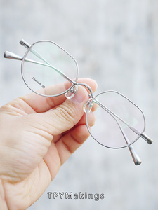 钛便宜家中性全框纯钛材质多边形加厚边框无脚套近视眼镜框