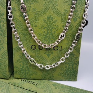 正品代购 gucci/古驰项链silver jewelry 互扣式双g古巴链925纯银