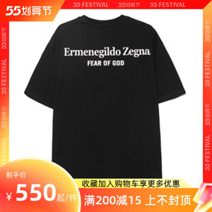 fear of god fog联名ze杰尼亚短袖t恤男简约百搭标语女ins潮牌