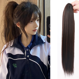 学生假马尾仿真发女网红自然夏季长发抓夹式超轻高马尾长直发辫子