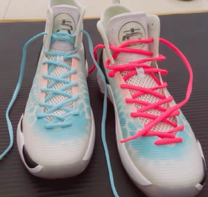 适配李宁驭帅13首发白高帮篮球鞋圆形半圆粉色天蓝鸳鸯男女长鞋带