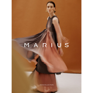MARIUS | ”落樱缤纷“意式獨特花稿设计压褶渐变衬衫半身裙套装