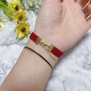 阿玛尼红色丝绒高定吊坠手链百塔手绳转运本命红绳长度可调节男女