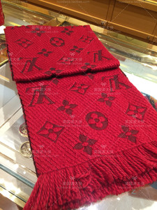诺大侠英国正品LV路易威登冬季经典款羊毛围巾正红色黑色长款现货