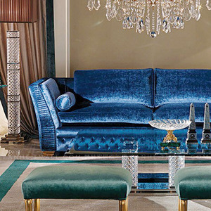 湖蓝色沙发布艺