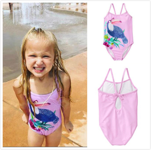 现货美国海淘金宝贝gymboree女童闪亮小鸟防紫外线可爱连体游泳衣