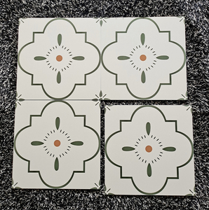 t 花砖 300x300mm 白绿 碎花 卫生间瓷砖阳台地砖简约 初春时光