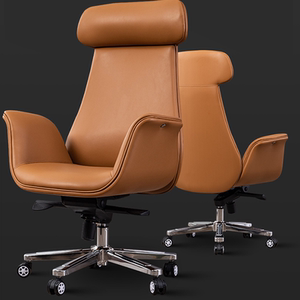 老板椅商务高端橙色真皮豪华大班椅现代简约办公椅舒适久坐休闲椅