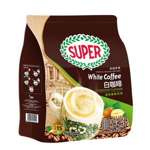 马来西亚进口Super超级牌炭烧榛果味咖啡三合一白咖啡15小包495g