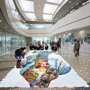 圣诞节春节3d地贴创意立体画商场墙贴活动装饰墙贴地板贴自粘