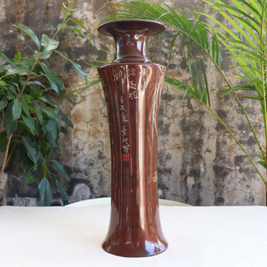 云南建水紫陶器 陶瓷花瓶 国家级工艺美术大师徐荣洪制黑陶青铜瓶